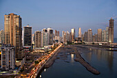 Waterfront skyline Avenida Balboa Panama city Panama