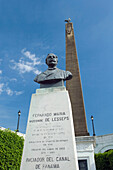 Lesseps bust obelisk plaza de francia las bovedas. Old Town. San Felipe. Panama city. Panama