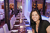 Canada, Montreal, Saint Jacques Street, Ora Resto_Bar, trendy restaurant, interior, smiling Asian hostess, nightlife