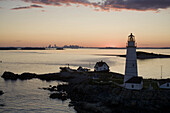 Sunset at Boston lighthouse. Little Brewster Island, Boston, Usa.