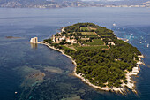 Saint-Honorat island, Lerins island. View from Helicopter, Cote d'Azur, France.