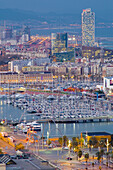 Waterfront of Barcelona at dusk. Barcelona. Catalonia. Spain