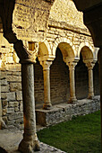 Cloister. Romanesque cathedral of San Vicente. Roda de Isábena. Aragon. Spain.