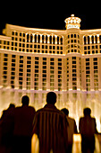 USA, NV, Las Vegas. The Bellagio hotel with fountains depicted with a special effect lens.