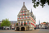 Gothic town hall at the market place at the Old Town, Gouda, Netherlands, Europe