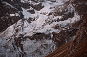 High angle view at snow covered mountain scenery, Oberstdorf, Bavaria, Germany