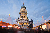 Christmas market, Deutscher Dom, Gendarmenmarkt, at night, Berlin, Germany