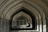 Man sitting under a bridge. Esfahan. Iran