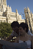 Spain. Madrid. Cibeles square. Tourists.