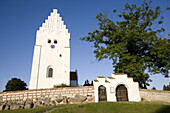 Kirkegardsudvalged church with burial mound. Hijertebjerg. South Zealand. Denmark