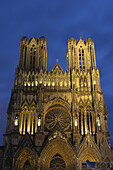Reims Cathedral at night Champagne, France