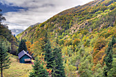 Forest cabin. Toran valley, Vall d'Aran, Catalunya, Spain.