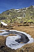 Small lake in Peñalara.Natural park of Peñalara. Madrid. Spain.