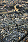 Aerial view of Paris with the Dome Church of Hotel de Invalides in the background. France