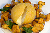 Dumpling with chanterelles, Restaurant zur Rose, South Tyrol, Italy, Europe