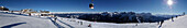 Panorama of Kronplatz, Skiing area with lifts and gondola, Puster Valley, South Tyrol, Italy