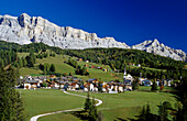 San Leonardo, view to Sasso Croce, Val Badia, Dolomite Alps, South Tyrol, Italy