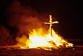 Huettensonntag in Bitburg area, ritual to banish the winter time, Eifel, Rhineland Palatinate, Germany