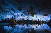 The interior of the Reed Flute Cave in Guilin, China