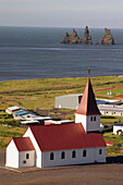 Church near the sea in the village of Vik, south Iceland.