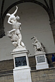 Giambolognas statue of Rape of the Sabines at Loggia dei Lanzi, Florence, Italy