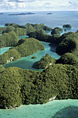 Bird's eye view of the rock islands in the pacific ocean nation of Palau