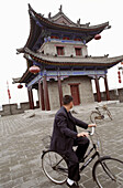 Cycling on the old city wall of Xian, China