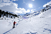 Backcountry skier ascending, Kassianspitze, Sarntal Alps, Trentino-Alto Adige/Südtirol, Italy