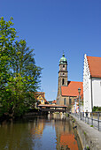 Church St. Martin beside river Vils, Amberg, Upper Palatinate, Bavaria, Germany