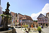 Half-timbered houses at market square, Kronach, Upper Franconia, Bavaria, Germany