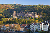 View to Old Town with Heidelberg Castle, Heidelberg, Baden-Wuerttemberg, Germany