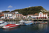 Scarborough, sea front, harbour, typical buildings, marina, North Yorkshire, UK