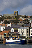 Scarborough, sea front, harbour, St. Marys Church, North Yorkshire, UK, typical buildings