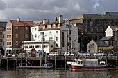 Whitby, harbour, waterfront, quays, boats, North Yorkshire, UK