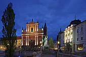 Ljubljana, Franciscan Church of the Annunciation, Baroque, 17th century, Monument to France Preseren, Slovenias greatest poet, Triple Bridge, Slovenia
