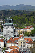 Ljubljana, City Center, from Ljubljana Castle, Ursuline Church, Slovenia