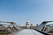 Millennium footbridge  Saint pauls cathedral dome  London  England  UK