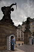 Guards front gate hradcany castle. Prague. Czech Republic.