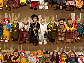 Czech folklore marionettes in souvenir shop old town stare mesto. Prague. Czech Republic.