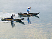 Fishermen on lake Atitlan in Santiago Atitlan, Guatemala