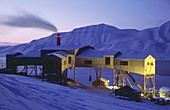 Derelict coal mine facilites Longyearbyen Spitsbergen Island Svalbard Norwegian Arctic