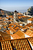 The orange roof tops of the old town of Dubrovnik as viewed from the city walls