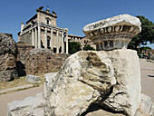 Temple of Antoninus and Faustina (Church of Santo Lorenzo in Miranda), Rome. Lazio, Italy