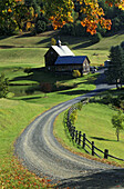 Autumn fall color farm scene near Burlington Vermont