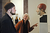 Visitors looking at a sculpture. Bode Museum, Museum Island, Berlin