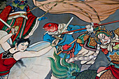 Mural painting in taoist Bao-an Temple, Shida district, Taipei, Taiwan, Asia