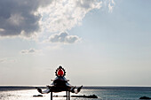 Temple at the coastline, Sail Rock, Kenting National Park, Taiwan, Asia