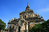 Temple under blue sky, Bagan, Myanmar, Burma, Asia