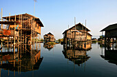 Village with stilt houses of the Intha people, Inle Lake, Shan State, Myanmar, Burma, Asia