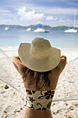 Back of a woman, Deadmans Beach, Peter Island, British Virgin Islands